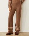 Monrow Plush Stripe Straight Leg Sweat In Latte