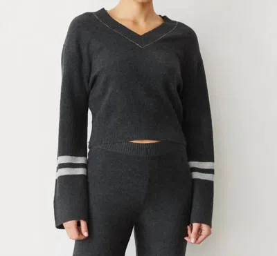 MONROW PLUSH STRIPE SWEATER IN FADED BLACK