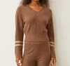 Monrow Plush Stripe Sweater In Latte In Multi