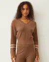 Monrow Plush Stripe Sweater In Latte In Latte