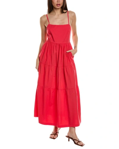 Monrow Poplin Maxi Dress In Red