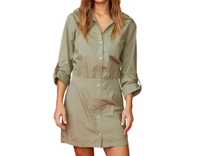 Monrow Poplin Shirt Dress In Laurel Green