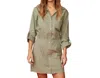 Monrow Poplin Shirt Dress In Laurel Green In Multi
