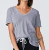 Monrow V-neck Short-sleeve Jersey Tee In Grey