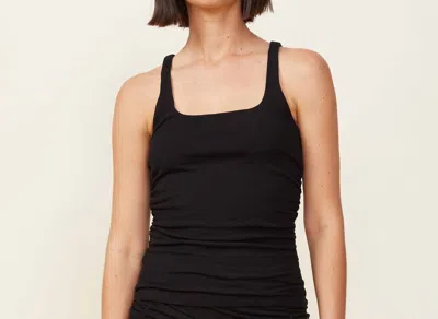 Monrow Rib Square Neck Tank In Black