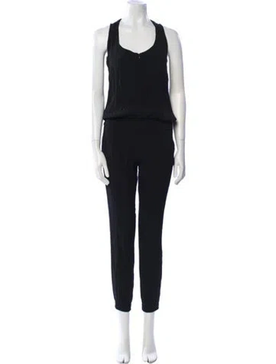 Pre-owned Monrow Scoop Neck Jumpsuit In Black