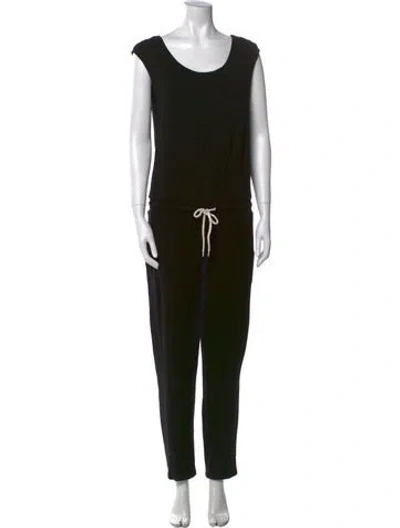 Pre-owned Monrow Scoop Neck Jumpsuit In Black