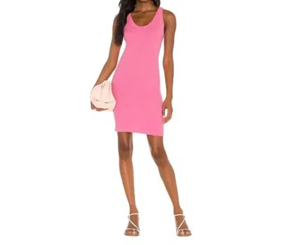 Monrow Scoop Neck Tank Dress In Hot Pink