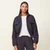 Monrow Seamed Bomber Jacket In Faded Black