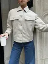 Monrow Sherpa Trucker Jacket In Bone