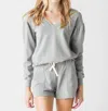Monrow Shirred Sleeve Sweatshirt In Grey In Multi