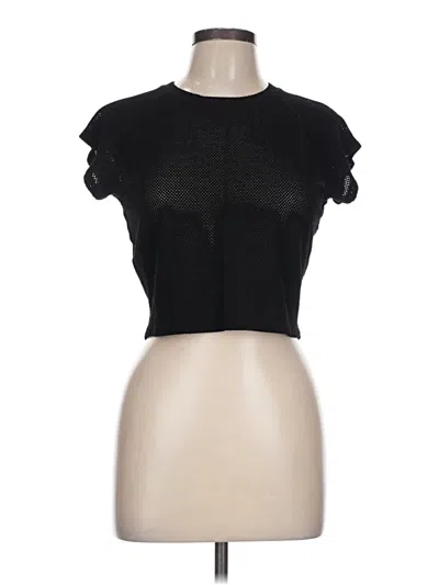 Pre-owned Monrow Short Sleeve Top Black Keyhole Neckline Tops