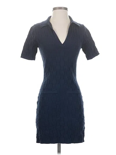 Pre-owned Monrow Short Sleeve Top Blue V-neck Tops