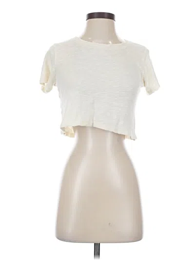 Pre-owned Monrow Short Sleeve Top Ivory Keyhole Neckline Tops