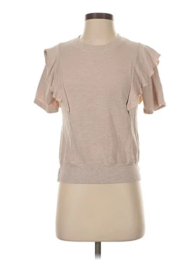 Pre-owned Monrow Short Sleeve Top Tan Crew Neck Tops