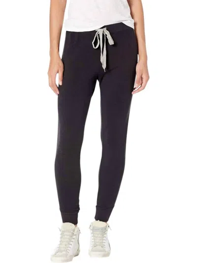 Monrow Skinny Sweatpants With Chevron Trim In Faded Black