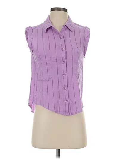 Pre-owned Monrow Sleeveless Button Down Shirt In Purple