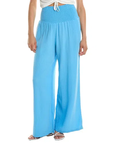 Monrow Smocked Flare Pant In Blue