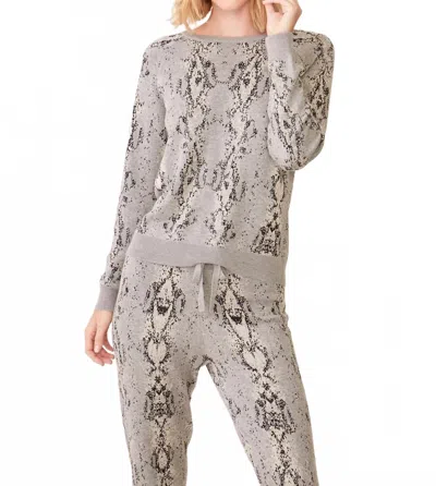 Monrow Snake Raglan Sweater In Heather Grey In Gray