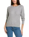 Monrow Soft Knit Cable Sweater In Gray