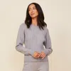 Monrow Soft Knit Cable Sweater In Heather Grey