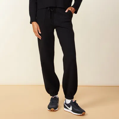 Monrow Soft Knit Oversized Vintage Sweat In Black