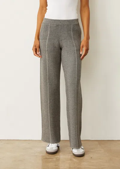Monrow Soft Knit Two Tone Trouser In Black