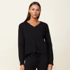 Monrow Soft Knit V Neck Sweater In Black