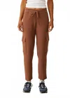 Monrow Soft Knit Waffle Cargo Jogger In Salted Caramel In Brown