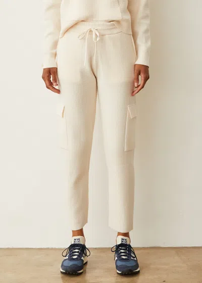 Monrow Soft Knit Waffle Cargo Jogger In Ivory