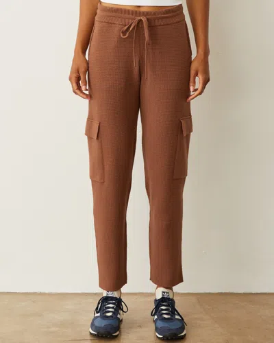 Monrow Soft Knit Waffle Cargo Jogger In Salted Caramel