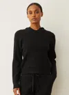 Monrow Soft Knit Waffle Kangaroo Pullover In Black