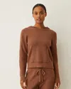 Monrow Soft Knit Waffle Kangaroo Pullover In Salted Caramel