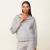 Monrow Soft Knit Zip Up Hoody In Heather Grey