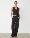 Monrow Soft Twill Patch Pocket Pant In Faded Black
