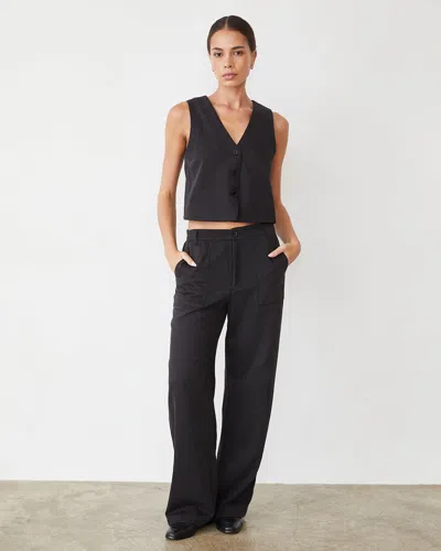 Monrow Soft Twill Patch Pocket Pant In Faded Black