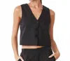 Monrow Soft Twill Relaxed Vest In Faded Black In Black