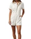 Monrow Soft Twill Romper In Bone In Beige
