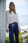 Monrow Softfleece Crop Crew Sweatshirt In Off White