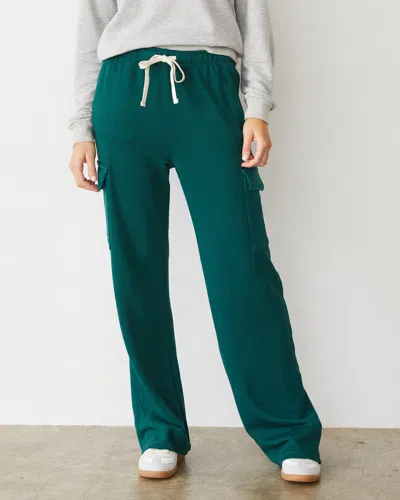Monrow Softfleece Straight Leg Cargo Sweat In Forest