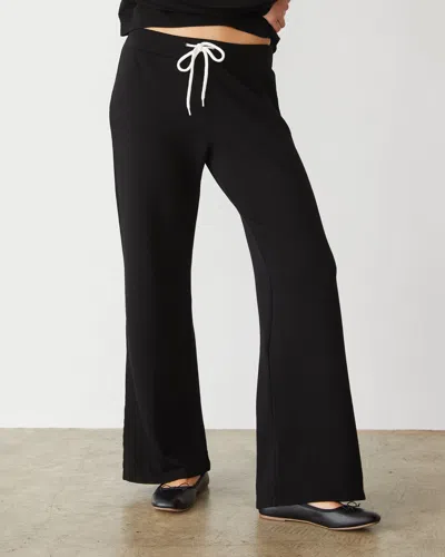 Monrow Softfleece Straight Leg Vintage Sweat In Black