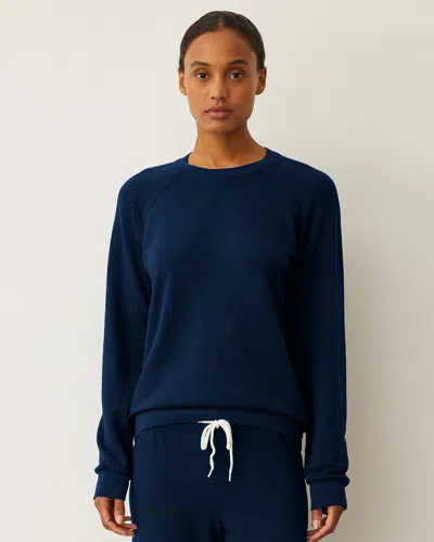 Monrow Softfleece Vintage Raglan In Dark Navy