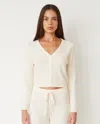 Monrow Softknit French Waffle Cardigan In Ivory