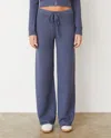 Monrow Softknit French Waffle Lounge Pant In Washed Blue