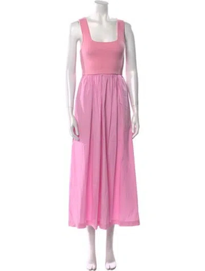 Pre-owned Monrow Square Neckline Long Dress In Pink