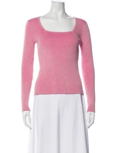 Pre-owned Monrow Square Neckline Long Sleeve Top In Pink