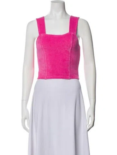Pre-owned Monrow Square Neckline Sleeveless Crop Top In Pink