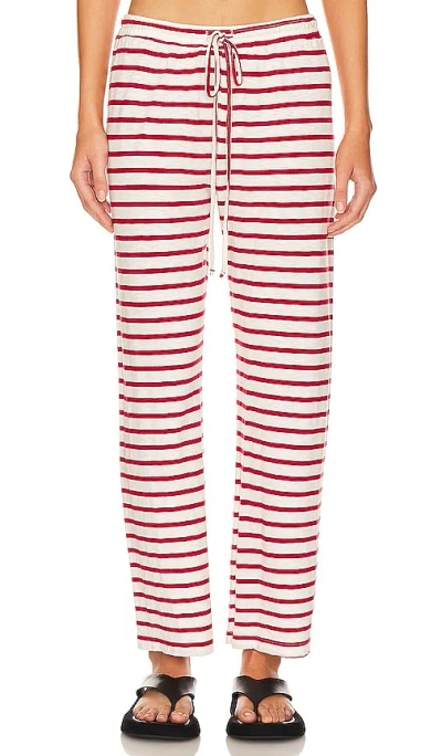 Monrow Stripe Jersey Crop Pant In 红色条纹