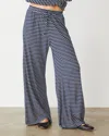 Monrow Stripe Jersey Wide Leg Pant In Navy Stripe
