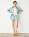 Monrow Stripe Poplin Oversized Shirt In Green And White In Cactus